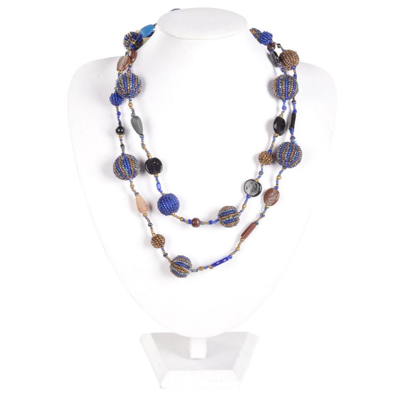 DARK BLUE BALL NECKLACE 24