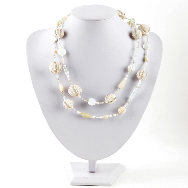 WHITE  BALL NECKLACE 24