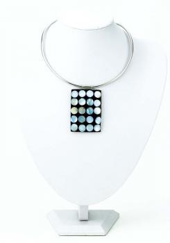 LARGE B/W  DOT STAINLESS PENDANT