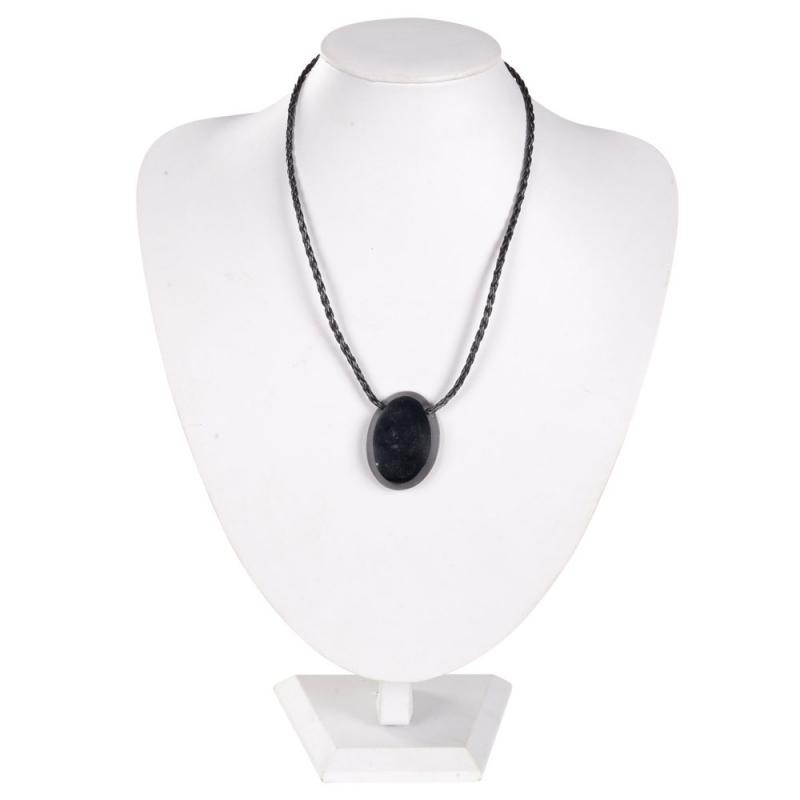 OVAL CARVED ON LEATHER NECKLACE