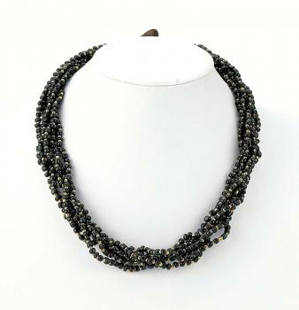 BLACK/BRONZE MULTI-STRAND BEADED NECKLACE