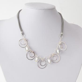 SILVER CIRCLE&MURANO NECKLACE IN CLEAR