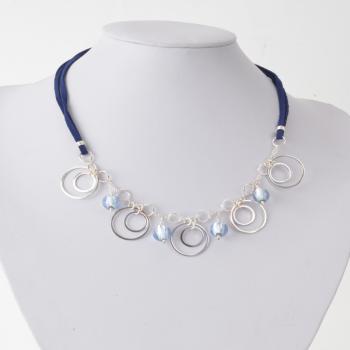 SILVER CIRCLE&MURANO NECKLACE IN BLUE