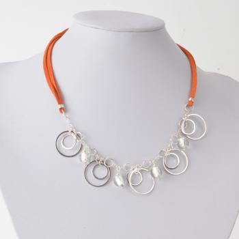 SILVER CIRCLE&MURANO NECKLACE IN ORANGE