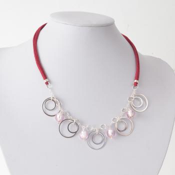 SILVER CIRCLE&MURANO NECKLACE IN PINK