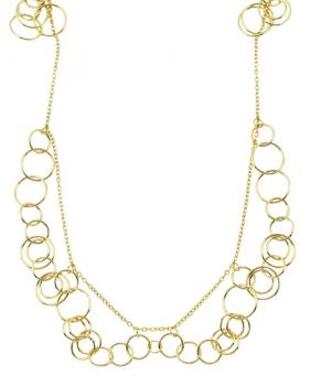 18K G/P DANGLE LINK NECKLACE