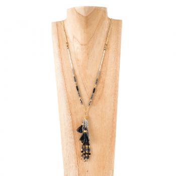 GOLD THREAD & BLACK BEAD NECKLACE