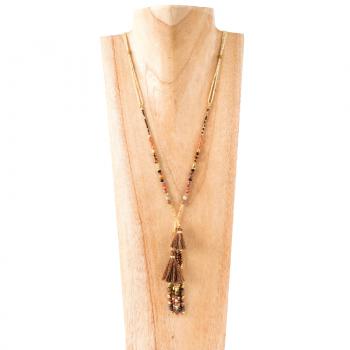 GOLD THREAD & BRONZE BEAD NECKLACE