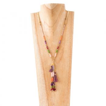 GOLD THREAD & PURPLE BEAD NECKLACE