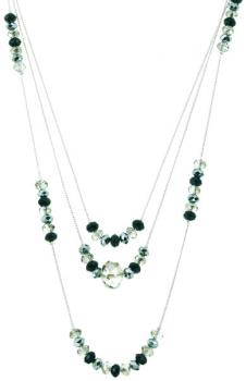 BLACK/CLEAR 3-STRAND NECKLACE