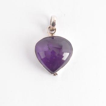 LARGE OBLONG SILVER AMETHYST PENDANT