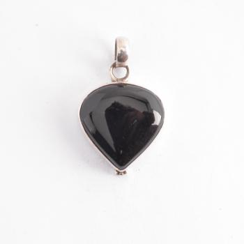 LARGE OBLONG SILVER BLACK PENDANT