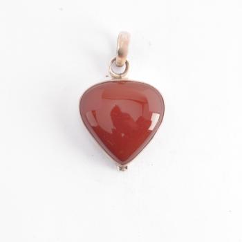 LARGE OBLONG SILVER RED ONYX PENDANT