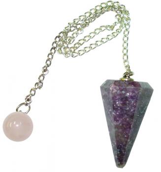 LEPIDOLITE PENDULUM With ROSE QUARTZ BALL