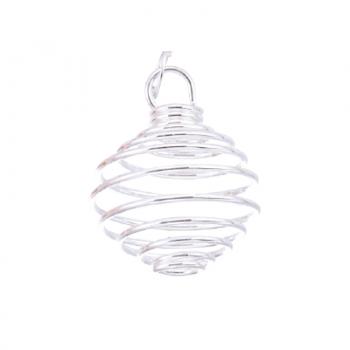 SILVER LARGE SPRING METAL PENDULUM / CRYSTAL HOLDER