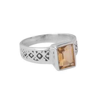 EMERALD CUT CITRINE RING