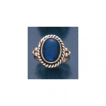 STERLING SILVER OVAL LAPIS RING WITH ROPE DETAILING