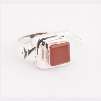 STERLING SILVER SQUARE RED ONYX RING