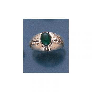 STERLING SILVER SMALL OVAL GREEN ONYX RING