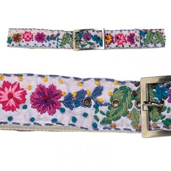 PLUS SIZE EMBROIDERED BELT WHITE