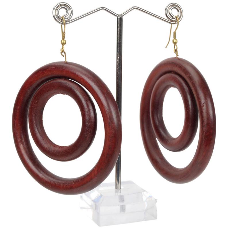 2 CIRCLE WOOD EARRINGS BROWN