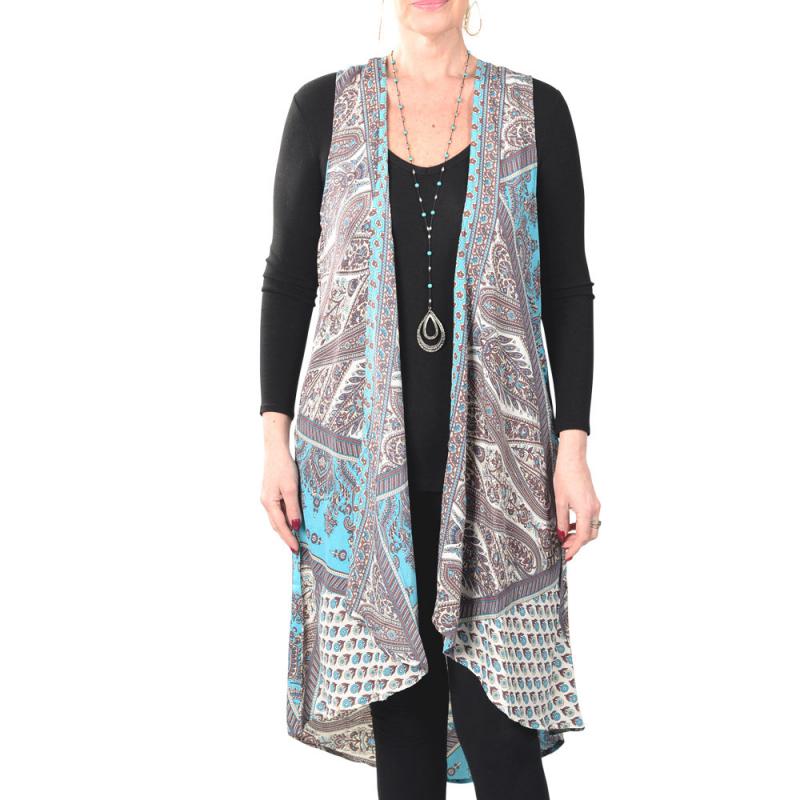 RECYCLED SARI LONG VEST