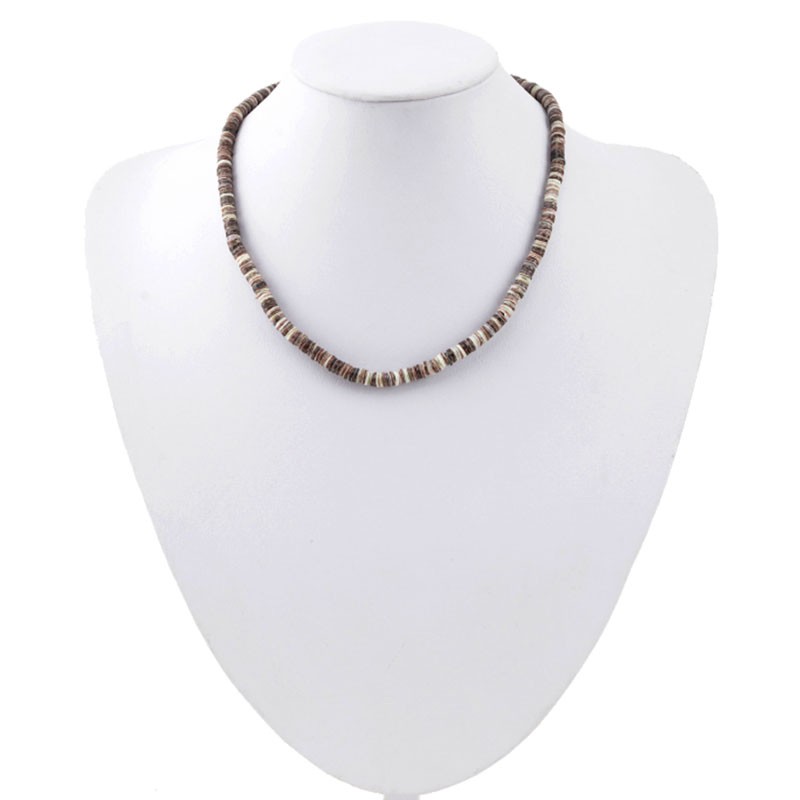 HEISHI BROWN AND WHITE SMOOTH SHELL NECKLACE