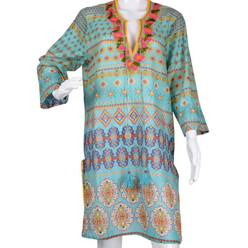 TURQUOISE EMBROIDERED TUNIC