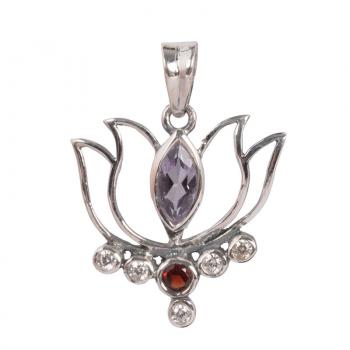 AMETHYST AND GARNET LOTUS PENDANT