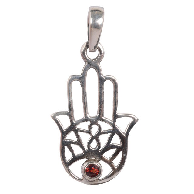 SINGLE STONE HAMSA PENDANT