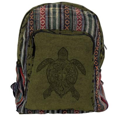 GREEN STRIPE TURTLE CANVAS BACKPACK