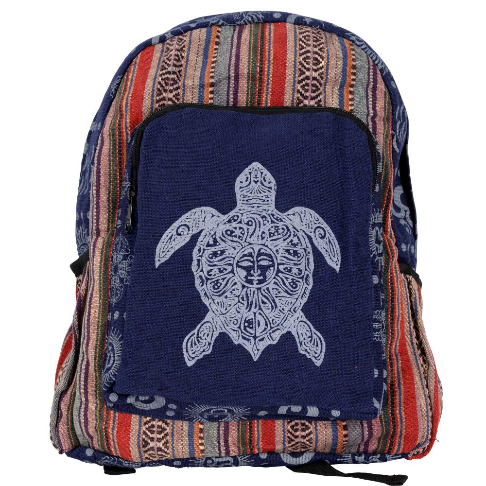 BLUE STRIPE TURTLE CANVAS BACKPACK