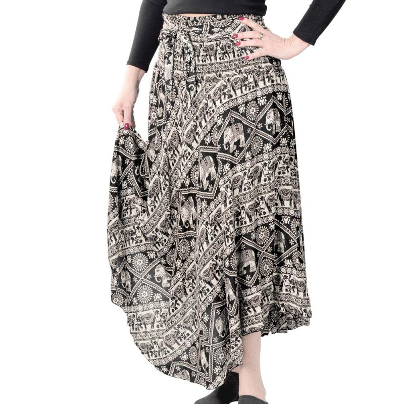 TIE FRONT ELEPHANT BATIK PRINT SKIRT