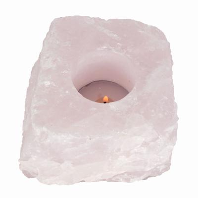 ROSE QUARTZ CLUSTER CANDLE HOLDER