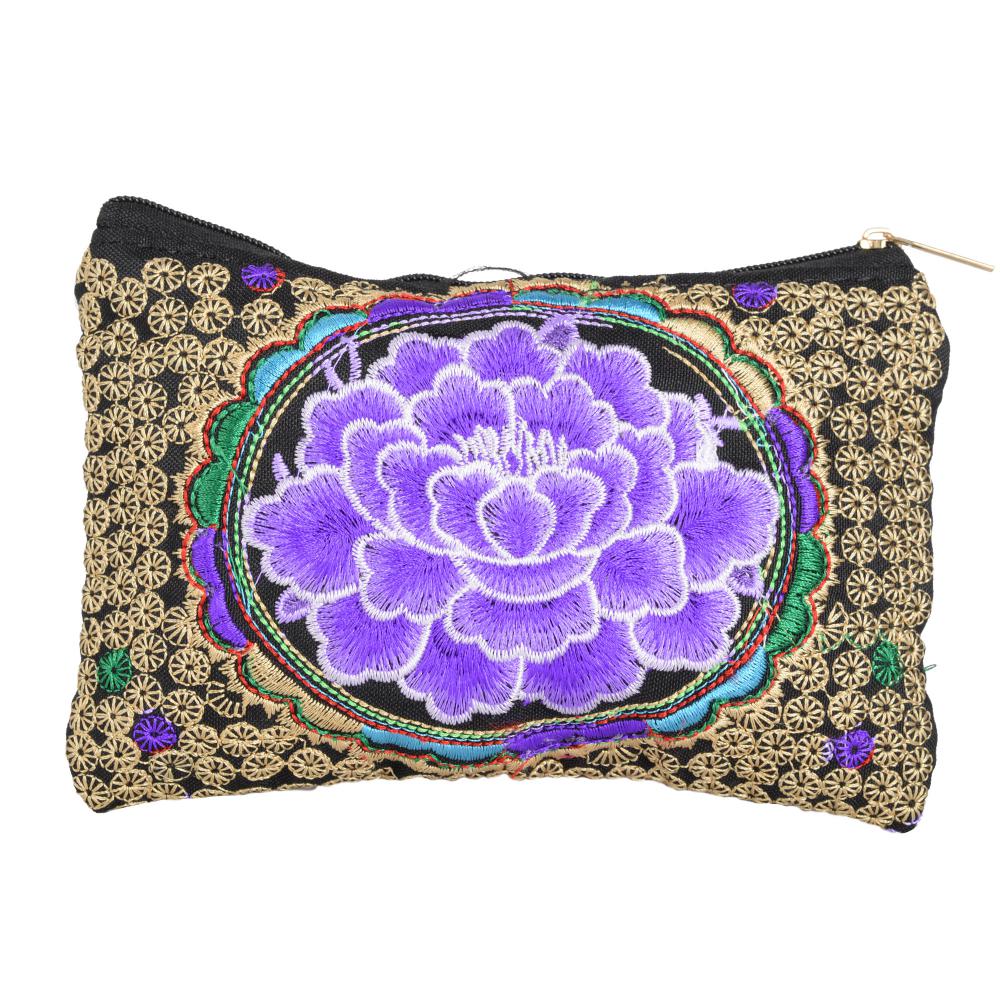 EMBROIDERED PURPLE COIN PURSE