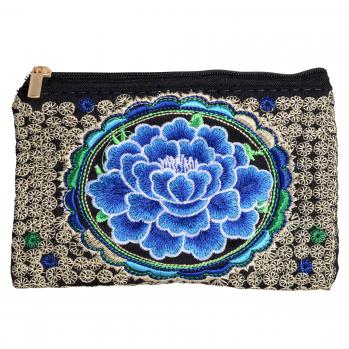 EMBROIDERED BLUE COIN PURSE