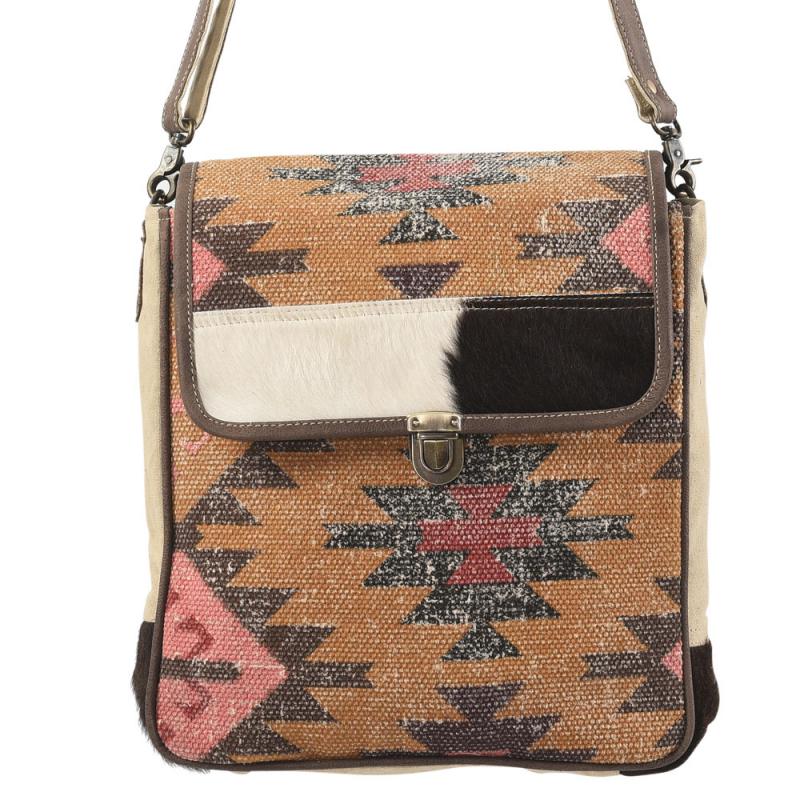 BLUE AND PINK CROSSBODY WITH TUCK LOCK CLOSURE