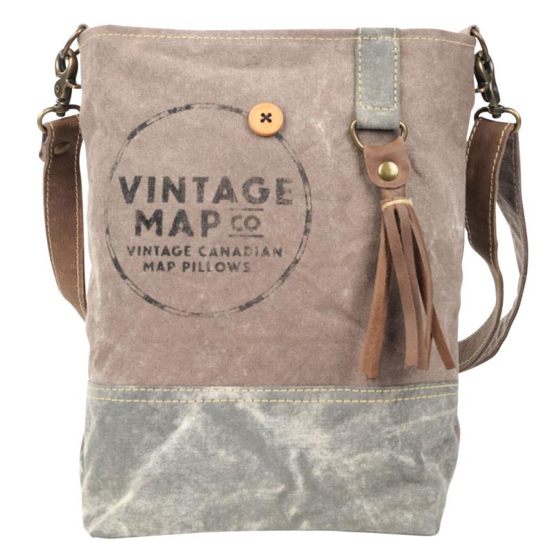 VINTAGE MAP CO CANVAS SHOULDER BAG