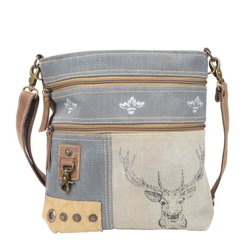 DEER AND MIXED FABRICS SHOULDER/CROSSBODY BAG