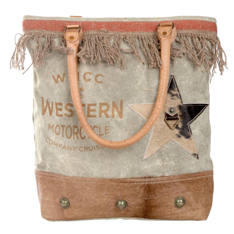 WMCC WESTERN MOTORCYCLE BAG WITH COWHIDE STAR