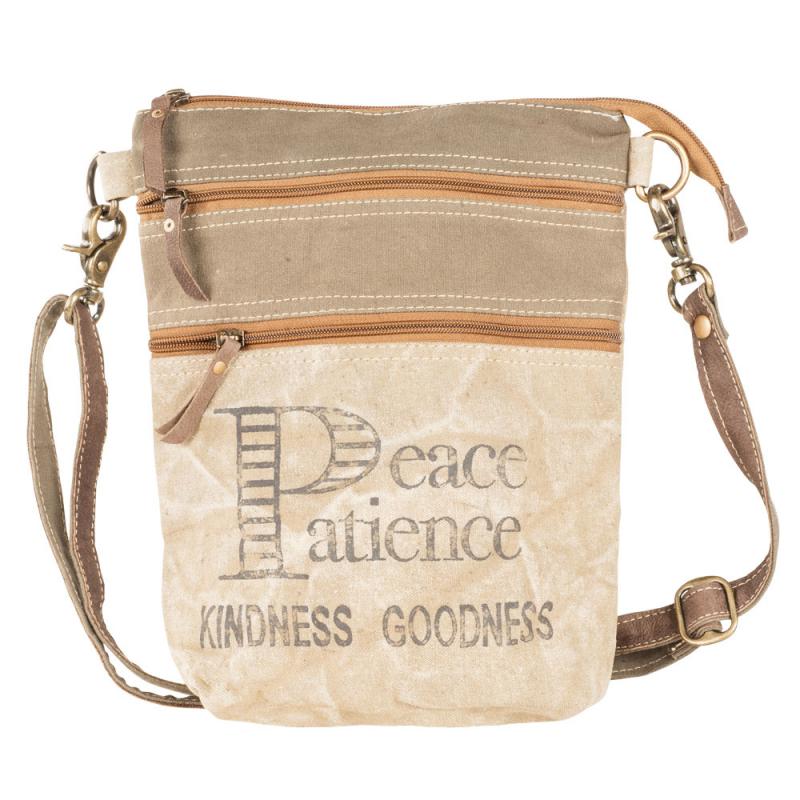 DOUBLE ZIPPER PEACE PATIENCE CROSSBODY