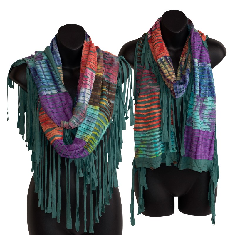 FRINGE RAZOR INFINITY/BUTTON  SCARF