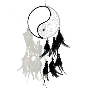 BLACK AND WHITE YIN YANG DREAMCATCHER