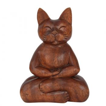 MEDITATING WOODEN CAT