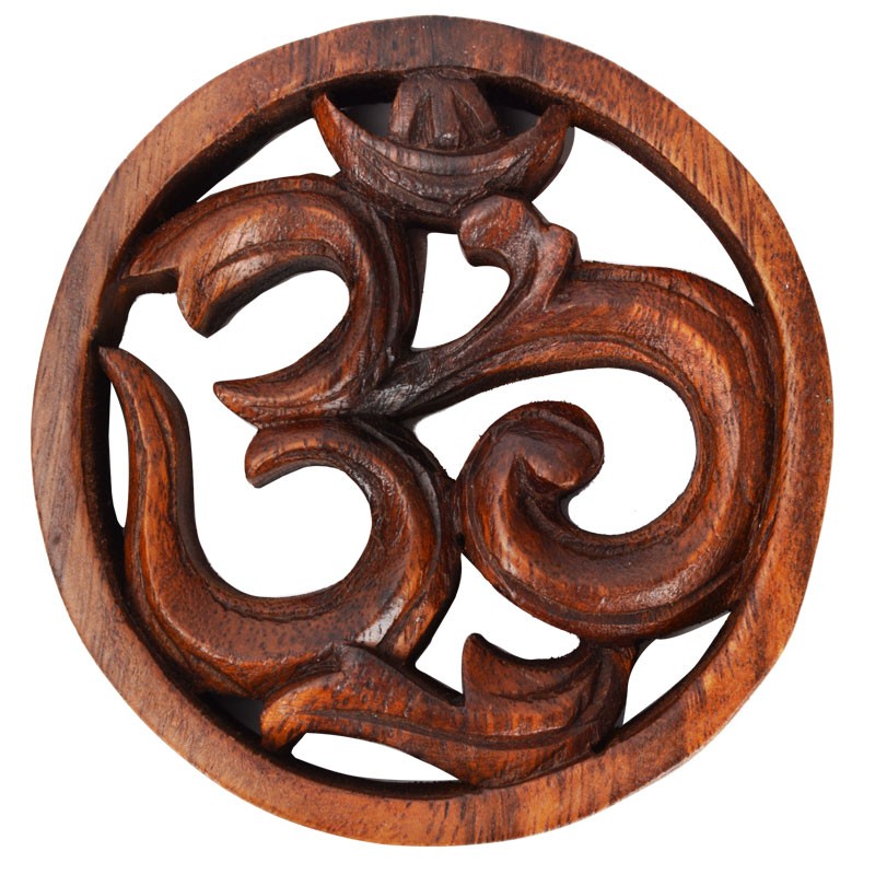 ROUND WOOD OM PLAQUE