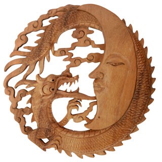 MOON DRAGON WOOD PLAQUE