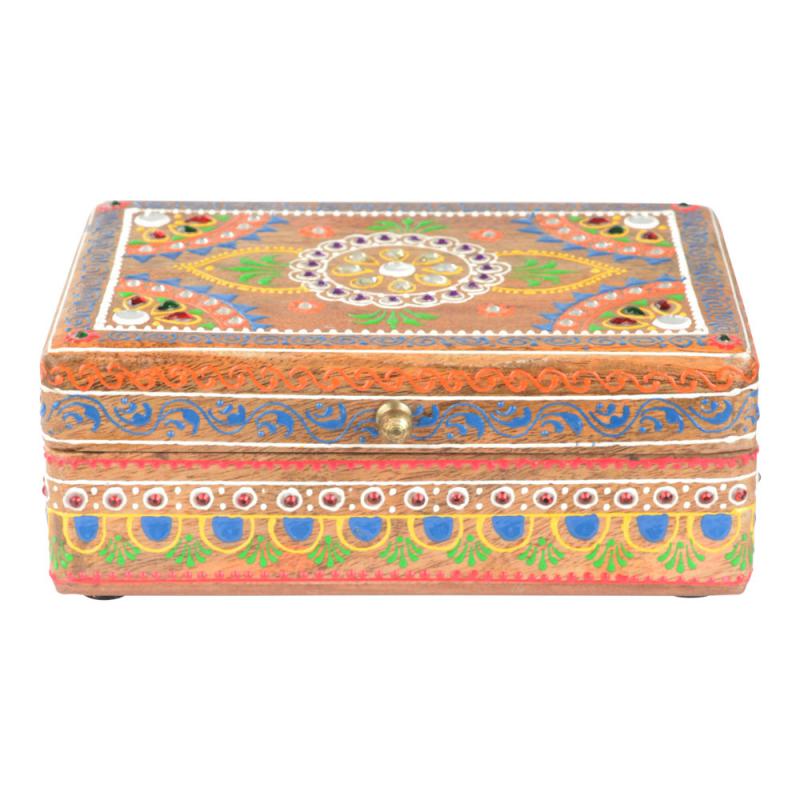 HAND PAINTED WOODEN BOX NATURAL COLORS