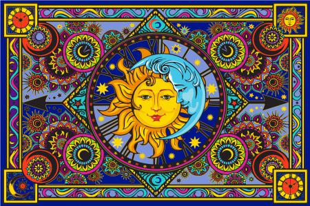 SUN MOON CLOCK TAPESTRY