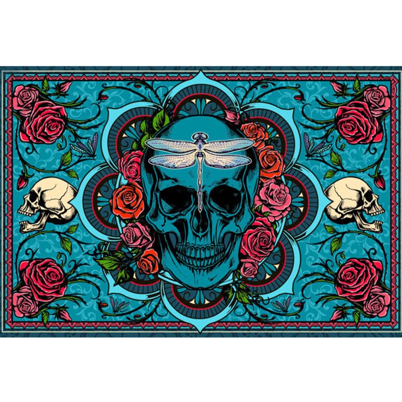SKULL AND ROSES 3D TAPESTRY