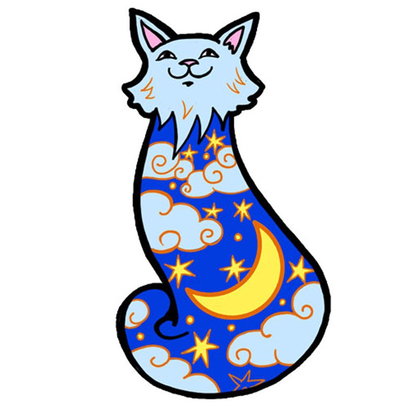 CAT MOON STARS EMBROIDERED PATCH